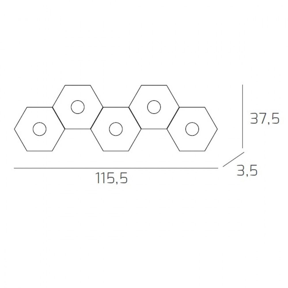 Plafoniera Moderna Hexagon Metallo Foglia Argento Luci Led X W