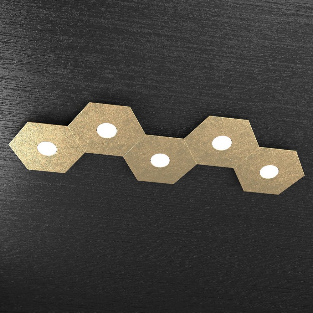 Plafoniera Moderna Hexagon Metallo Foglia Oro Luci Led X W