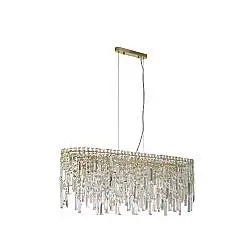 Lampadario a Sospensione Metallo Ottone Satinato Cristallo 8 Luci E14 IP20