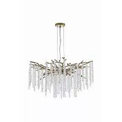 Lampadario a Sospensione Ciondolo Metallo Oro Cristallo 10 Luci G9 IP20