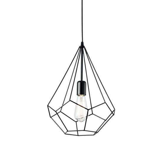 Sospensione Industrial-Minimal Ampolla-3 Metallo Nero 1 Luce E27 148175