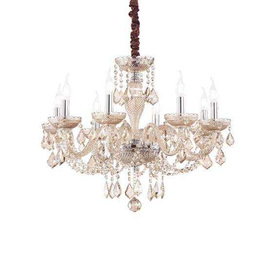 Lampadario Classico Rose Metallo-Cristallo Ambra 8 Luci E14 166889