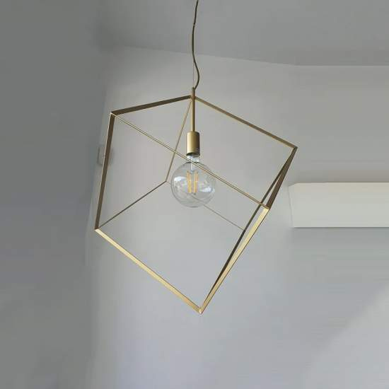 Lampadario In Metallo Industrial Cube Oro 1 Luce E27 6693OR