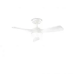 Ventilatore Metallo Bianco Lucido Led 18W 3 Pale Legno Massiccio Bianco Sirio