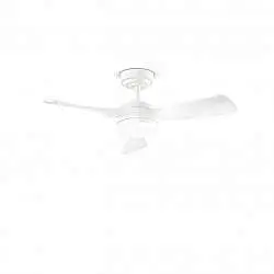 Ventilatore Metallo Bianco Lucido Led 18W 3 Pale Legno Massiccio Bianco Sirio