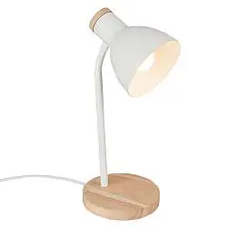 Lampada Da Tavolo Moderna Prep Metallo Bianco Legno E14