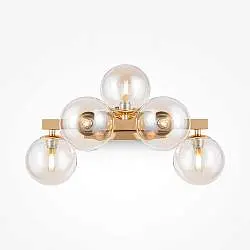 Applique Contemporanea Dallas Metallo Oro 5 Luci Diffusori Ambra