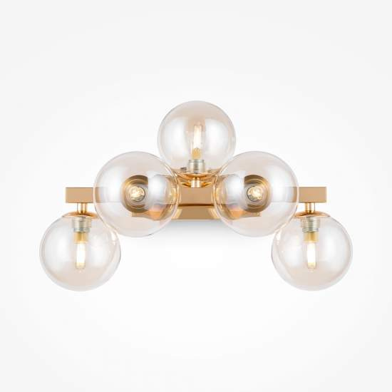 Applique Contemporanea Dallas Metallo Oro 5 Luci Diffusori Ambra MOD547WL-05G