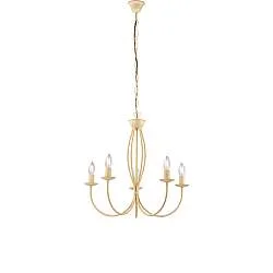 Lampadario Rustico Botte 5 Luci In Ferro Battuto Decapè Avorio