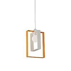 Sospensione Moderna Duplo 1 Luce Ferro Laccato Bianco E Arancio