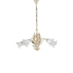 Lampadario 5 luci Olga avorio oro ferro battuto vetro BeLight