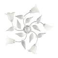 Plafoniera 5 Luci Olga Ferro Battuto E Vetro Bianco E Argento BL155-PL5-BA
