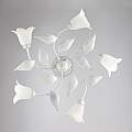Plafoniera 5 Luci Olga Ferro Battuto E Vetro Bianco E Argento BL155-PL5-BA