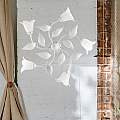 Plafoniera 5 Luci Olga Ferro Battuto E Vetro Bianco E Argento BL155-PL5-BA