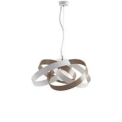 Sospensione Moderna Vertigo 1 Luce 4 Cerchi Ferro Laccato Bianco E Tortora