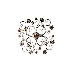 Plafoniera Iris 4 Luci Arte Povera Con Foglie In Ferro Marrone E Oro