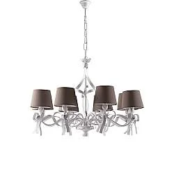 Lampadario Shabby Chic Lucy Bianco Tortora 8 Luci BeLight