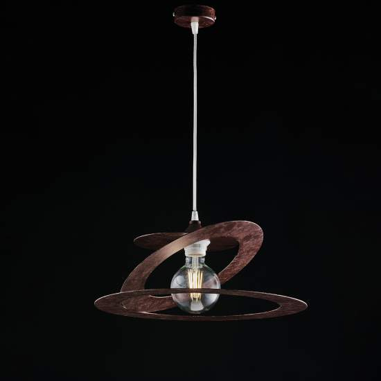 Sospensione Moderna 1 Luce Ferro Taglio Laser Marrone e Corten Serie Geko | Be Light