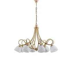 Lampadario 8 Luci Dallas BeLight  Avorio Decapè Vetro Bianco 