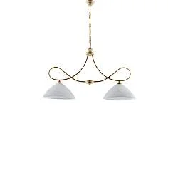 Bilanciere 2 Luci Dallas BeLight Ferro Battuto Avorio Decapè Vetro Bianco 