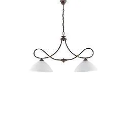 Bilanciere 2 Luci Dallas BeLight Ferro Battuto Nero Ruggine Vetro Bianco 