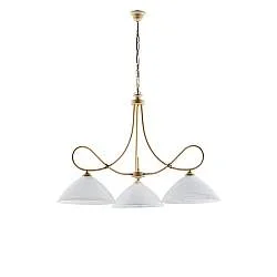 Sospensione 3 Luci Dallas BeLight Avorio Ferro Battuto Vetro Bianco