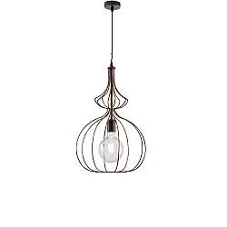 Sospensione Industrial 1 Luce Olimpia Gabbia Ferro Laccato Nero E Rame 