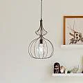 Sospensione Industrial 1 Luce Olimpia Gabbia Ferro Laccato Nero E Rame BL221-NR