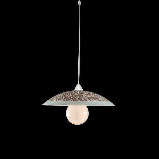 Sospensione Diam.40 cm 1 Luce Plastica Vetro Serigrafato Bianco e Tortora Serie Trama | Be Light