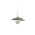 Sospensione Diam.40 cm 1 Luce Plastica Vetro Serigrafato Bianco e Tortora Serie Dodo | Be Light