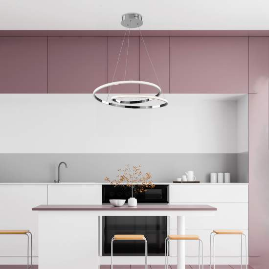 Sospensione Moderna Malena Con Led Integrato Metallo E Alluminio Cromo Lucido | Be Light