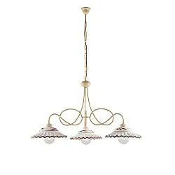 Lampadario Country Chic Bistrot 3 Luci Avorio Con Ceramica Vietrese