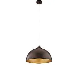 Sospensione Industrial 1 Luce Marcus In Ferro Laccato Ruggine E Oro Diam 35