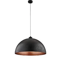 Sospensione Industrial 1 Luce Marcus In Ferro Laccato Nero E Rame Diam 50