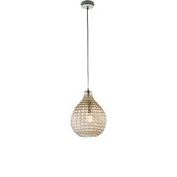 Sospensione 1 Luce Diamante In Ferro Bianco E Vetro Soffiato Ambra