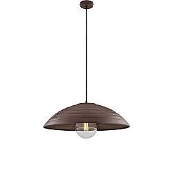 Sospensione 1 Luce Sender In Ferro Laccato Nero Con Decoro Ruggine