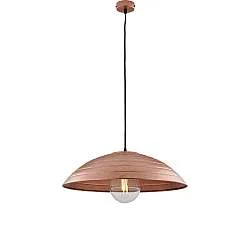 Sospensione 1 Luce Sender In Ferro Laccato Nero Con Decoro Rame