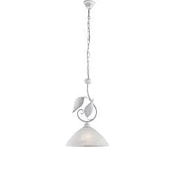 Sospensione Classica Esse 1 Luce Ferro Battuto E Vetro Bianco E Argento