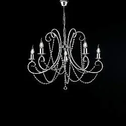 Lampadario Shabby Chic Magda Metallo E Cristallo Cromo E Cristallo 5 Luci E14