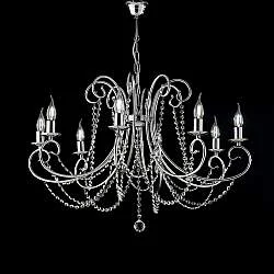 Lampadario Shabby Chic Magda Metallo E Cristallo Cromo E Cristallo 8 Luci E14