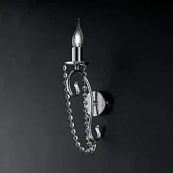 Applique Shabby Chic Magda Metallo E Cristallo Cromo 1 Luce E14