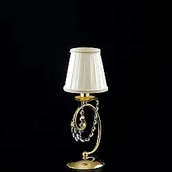 Lumetto Shabby Chic Magda Metallo E Cristallo Oro 1 Luce E14 Con Paralume