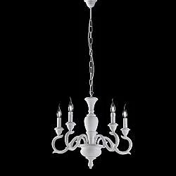 Lampadario Shabby Chic Fiorenza Legno Bianco 5 Luci E14