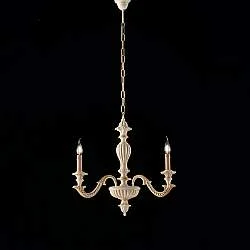 Lampadario Shabby Chic Leonardo Legno Avorio Oro 3 Luci E14