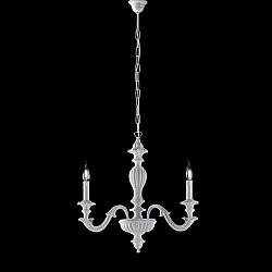 Lampadario Shabby Chic Leonardo Legno Bianco 3 Luci E14