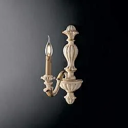 Applique Shabby Chic Leonardo Legno Avorio Oro 1 Luce E14