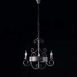 Lampadario Rustico Baltimora Metallo Nero Ruggine - Corten 3 Luci E14