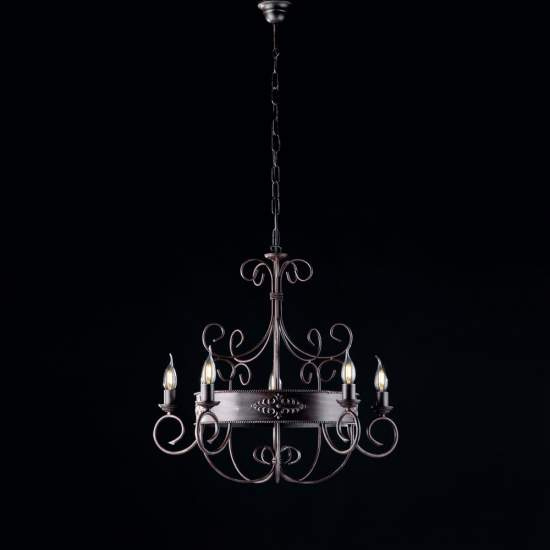 Lampadario Rustico Baltimora Metallo Nero Ruggine - Corten 5 Luci E14 BL183-5-RG
