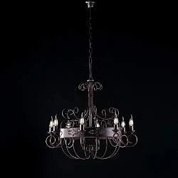 Lampadario Rustico Baltimora Metallo Nero Ruggine - Corten 8 Luci E14