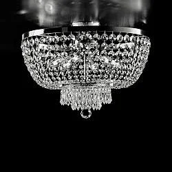 Plafoniera Classica Mozart Metallo E Cristallo Cromo 6 Luci E14